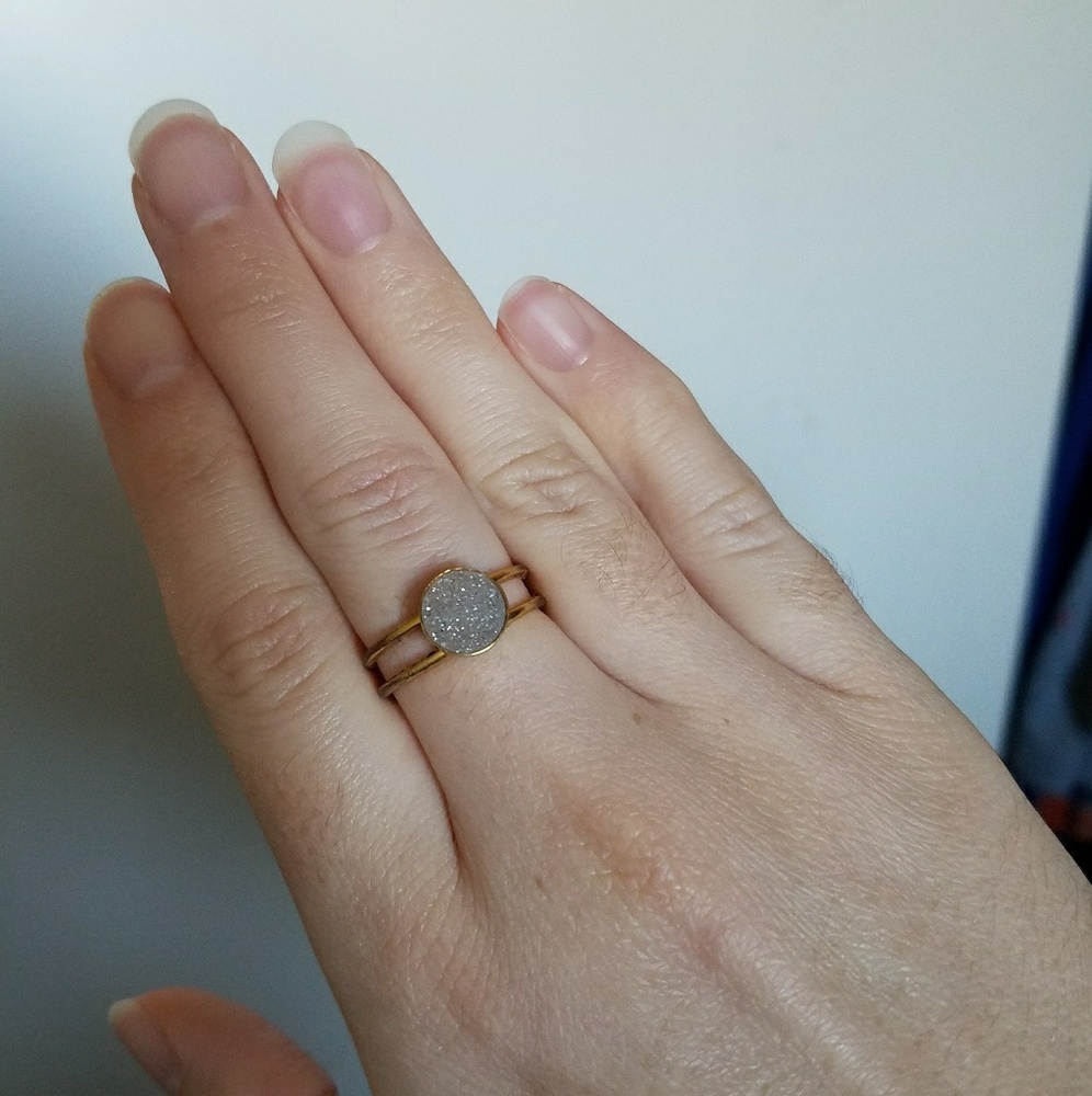 White druzy ring, size 7